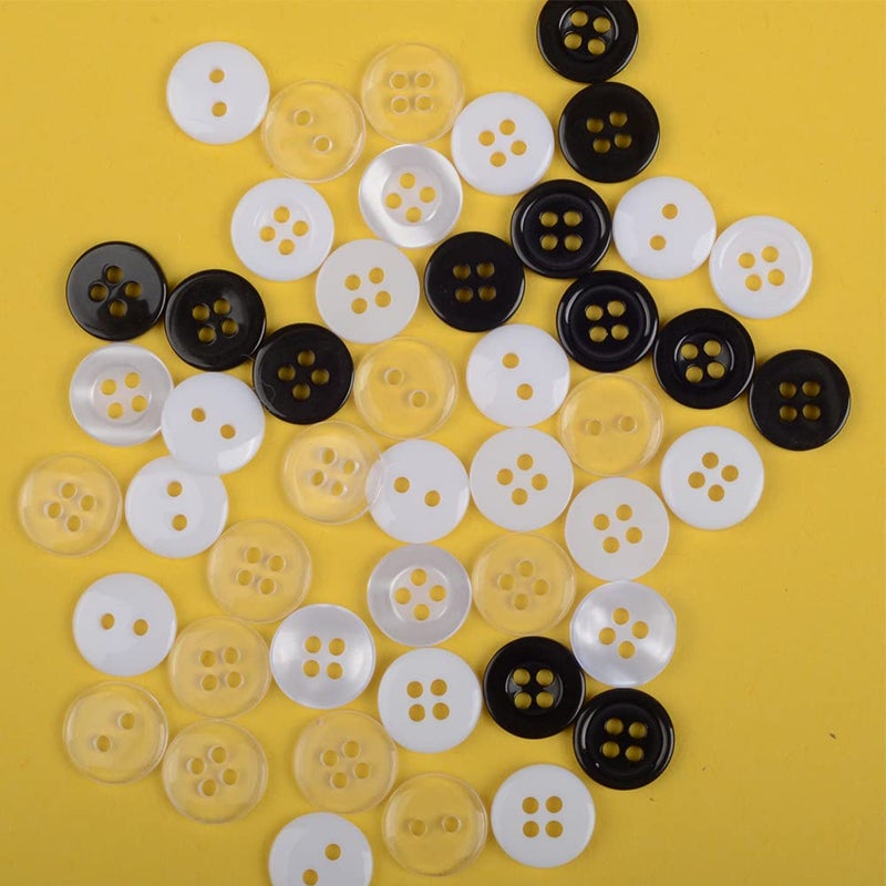 OELFFOW 200Pcs Resin Buttons Children's Sweater Shirt Sewing Buttons  11.5mm Transparent Round 4-Hole Buttons Decorative Button Accessories with Storage Box  for Variety Clothing Sewing  DIY Craft - Image 4
